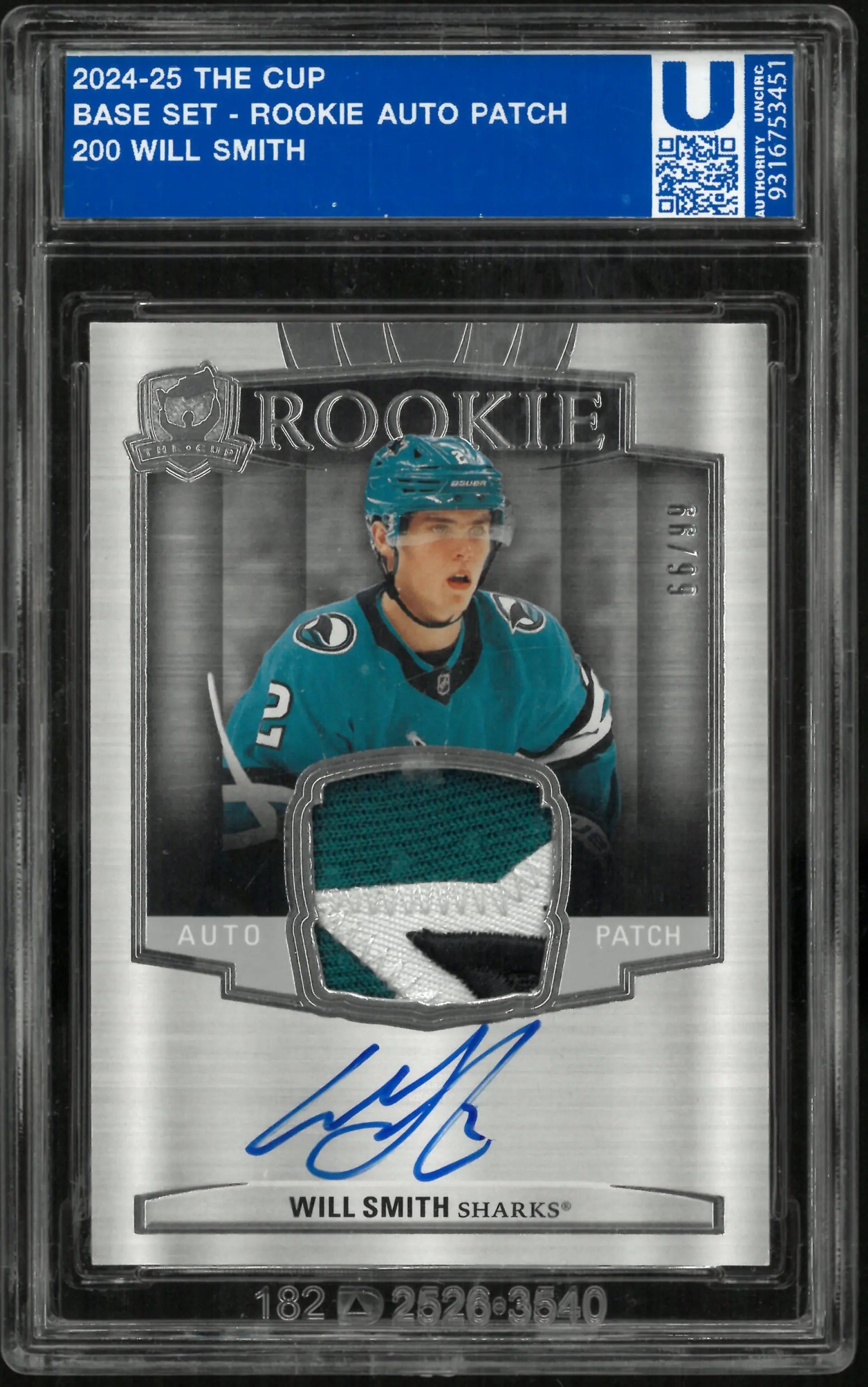 2024-25 Upper Deck The Cup Will Smith RC Rookie 3 Color Patch Auto /99 