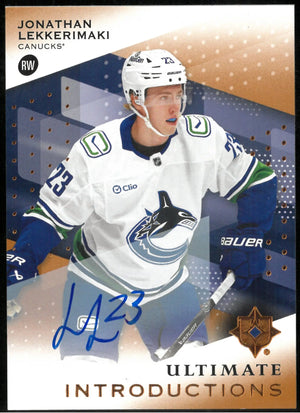 2024-25 Upper Deck Ultimate Collection Ultimate Introductions Rookie Auto Jonathan Lekkerimaki 