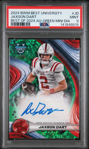 2024 Bowman Best University Autographs Jaxson Dart Green Mini Diamond PSA 9 