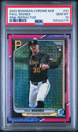 2024 Bowman Chrome Mega Box Paul Skenes RC Rookie Pink Refractor /199 PSA 10 