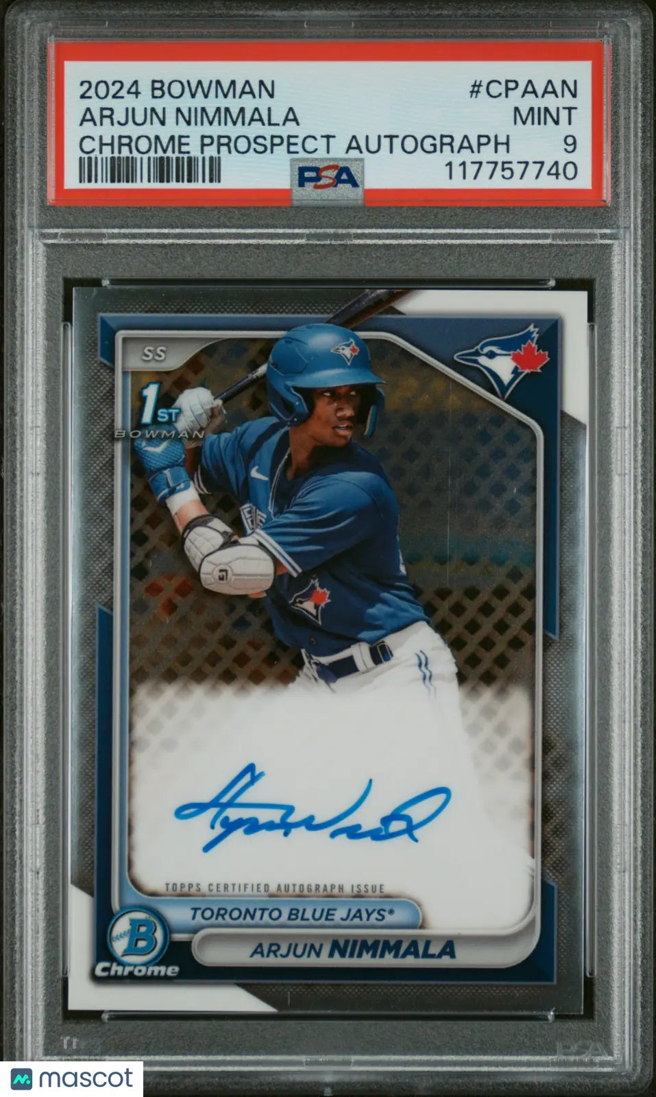 2024 Bowman Chrome Prospect Autographs Arjun Nimmala PSA 9 