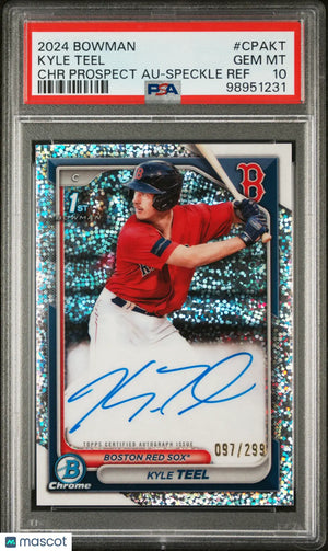 2024 Bowman Chrome Prospect Autographs Kyle Teel Auto Speckle Ref /299 PSA 10 