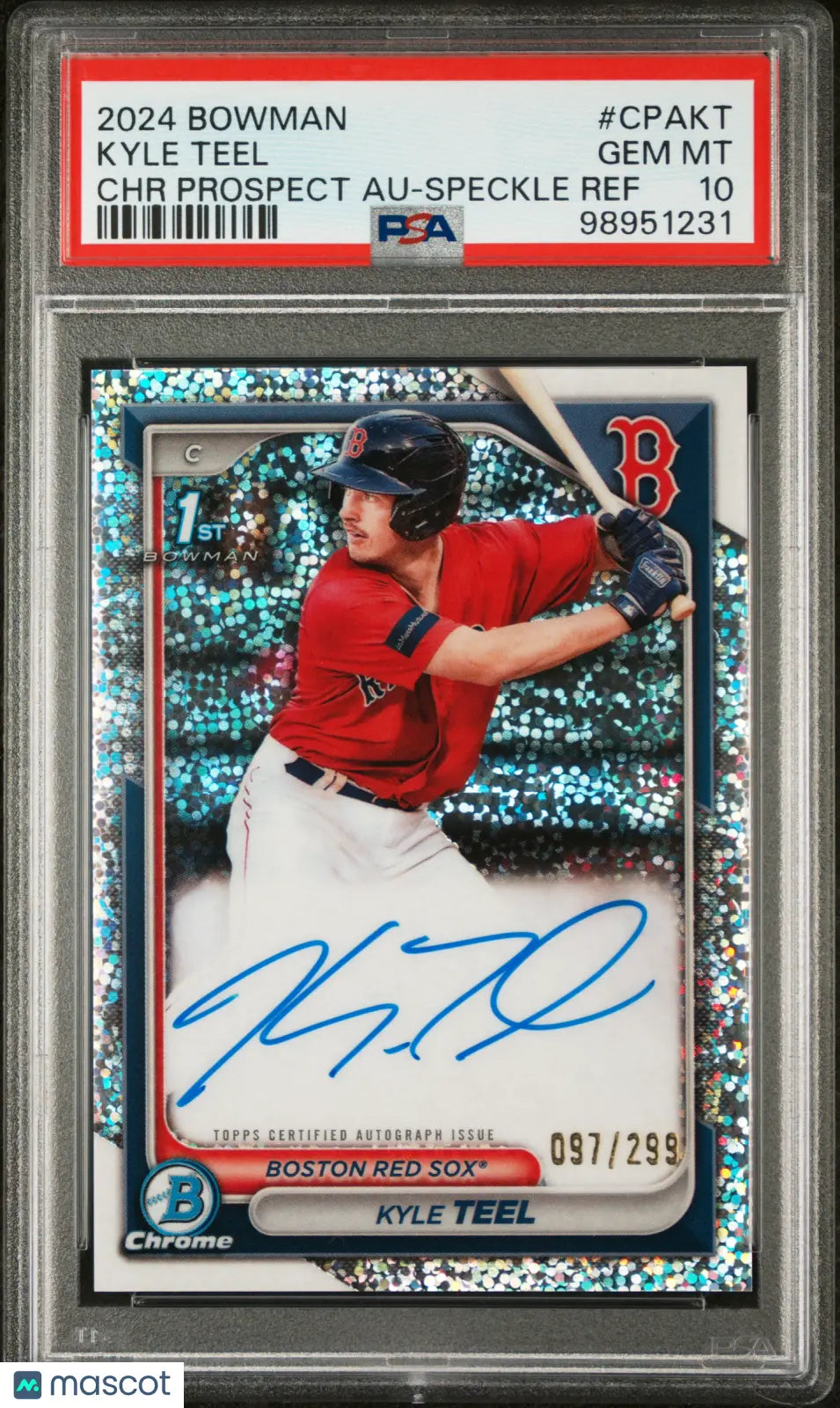 2024 Bowman Chrome Prospect Autographs Kyle Teel Auto Speckle Ref /299 PSA 10 