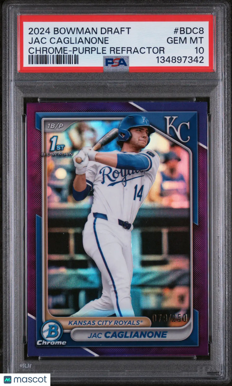 2024 Bowman Draft Jac Caglianone Chrome Purple Refractor /250 PSA 10 