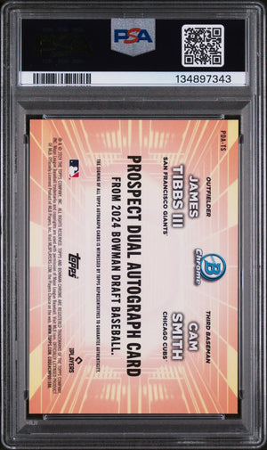 2024 Bowman Draft Prospect Dual Autographs Auto Smith Tibbs III /99 PSA 10 