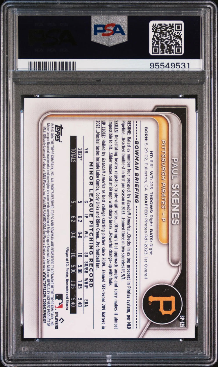 2024 Bowman Paper Prospects Paul Skenes RC #BP125 PSA 10 
