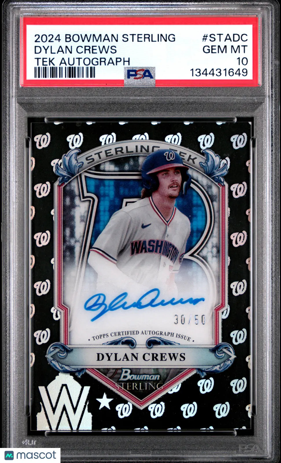 2024 Bowman Sterling Sterling Tek Autographs Dylan Crews #STADC 30/50 PSA 10 