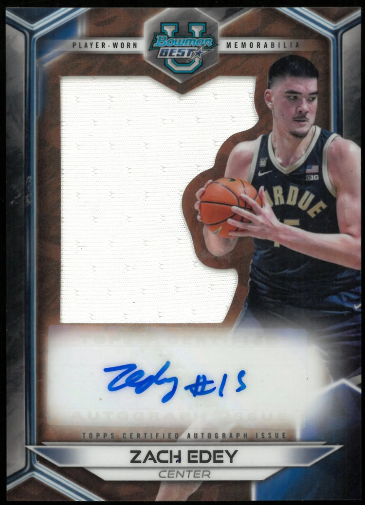 2024 Bowman University Best Player Worn Jumbo Patch Auto Zach Edey 