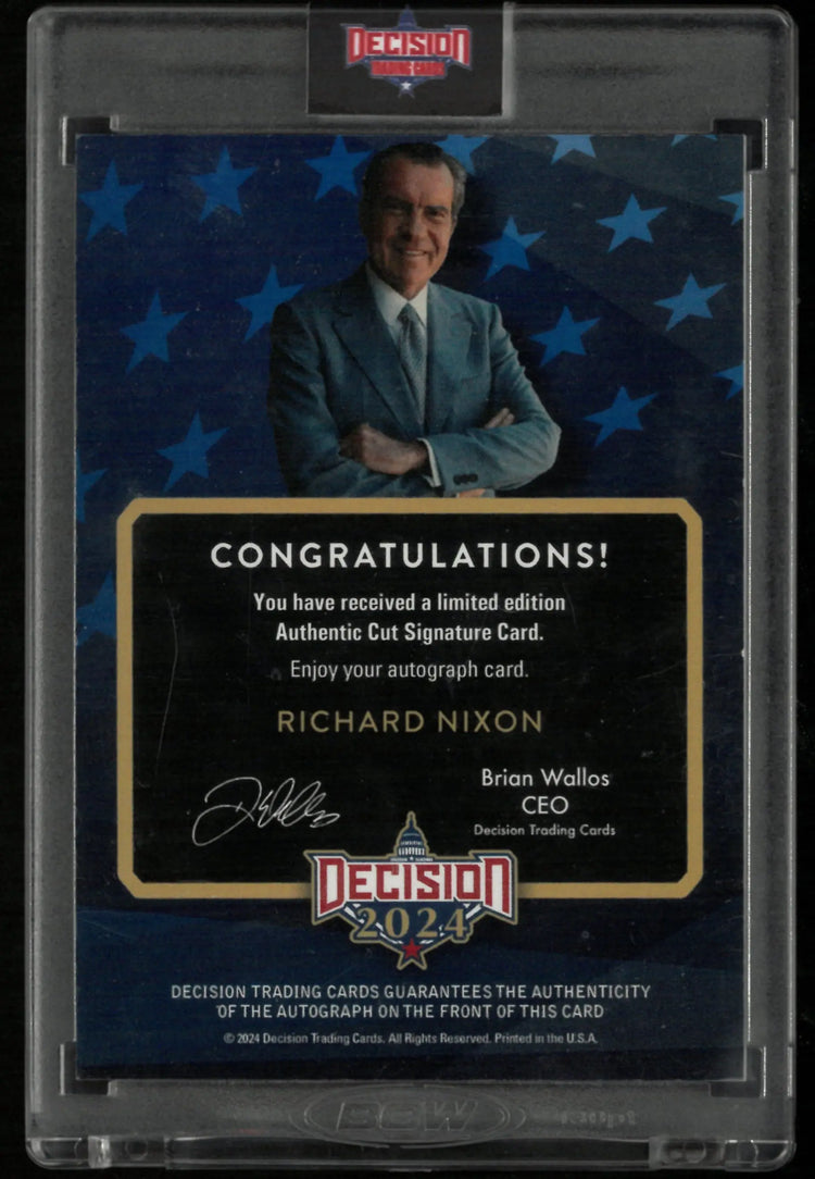 2024 Decisions Authentic Cut Signature Card Richard Nixon 1/2 