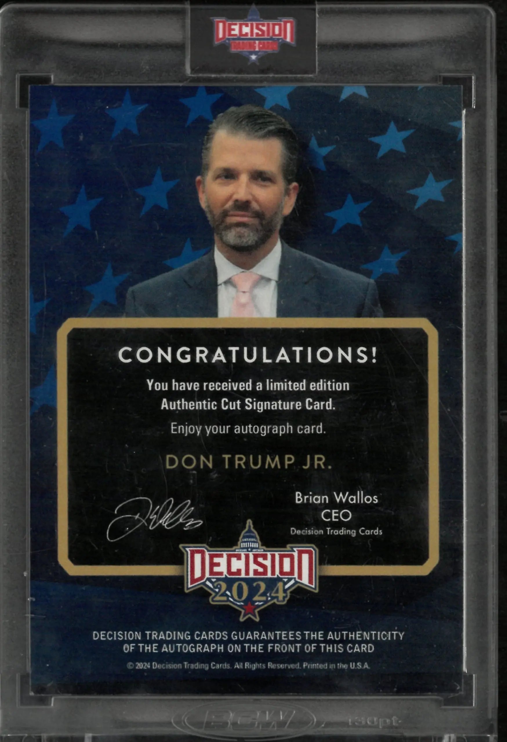 2024 Decisions Don Trump JR. Cut Signature Auto 2/4 