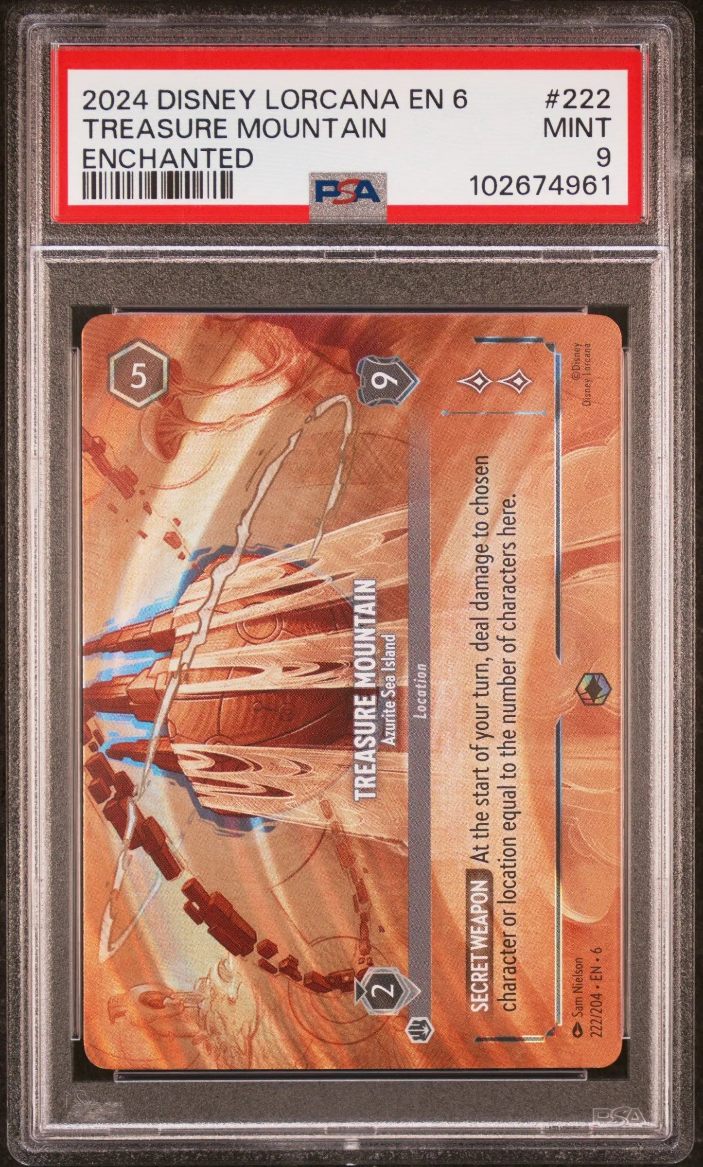2024 Disney Lorcana EN 6-Azurite Sea Treasure Mountain Enchanted PSA 9 #222 