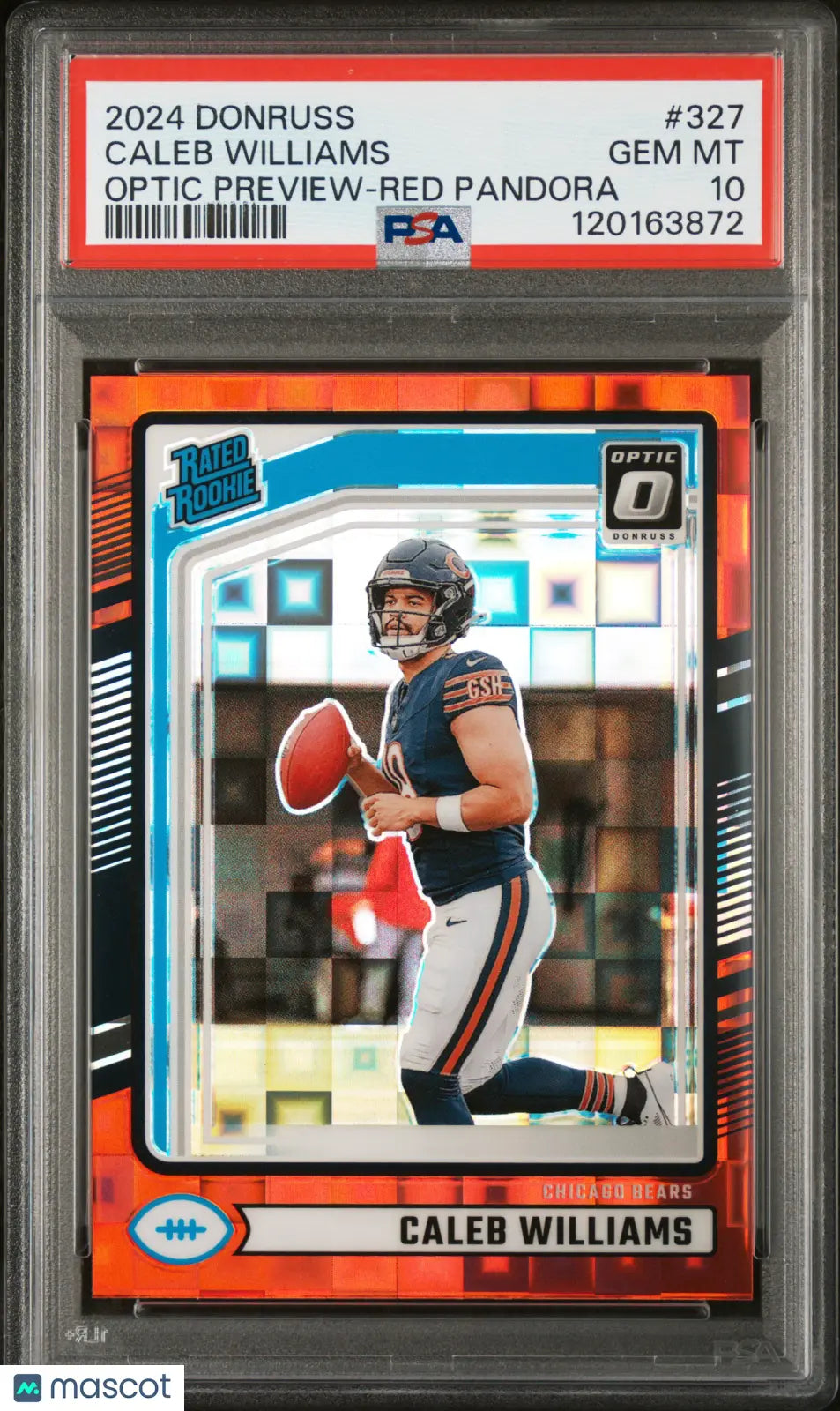 2024 Donruss Caleb Williams Rated Rookie Optic Red Preview Pandora PSA 10 