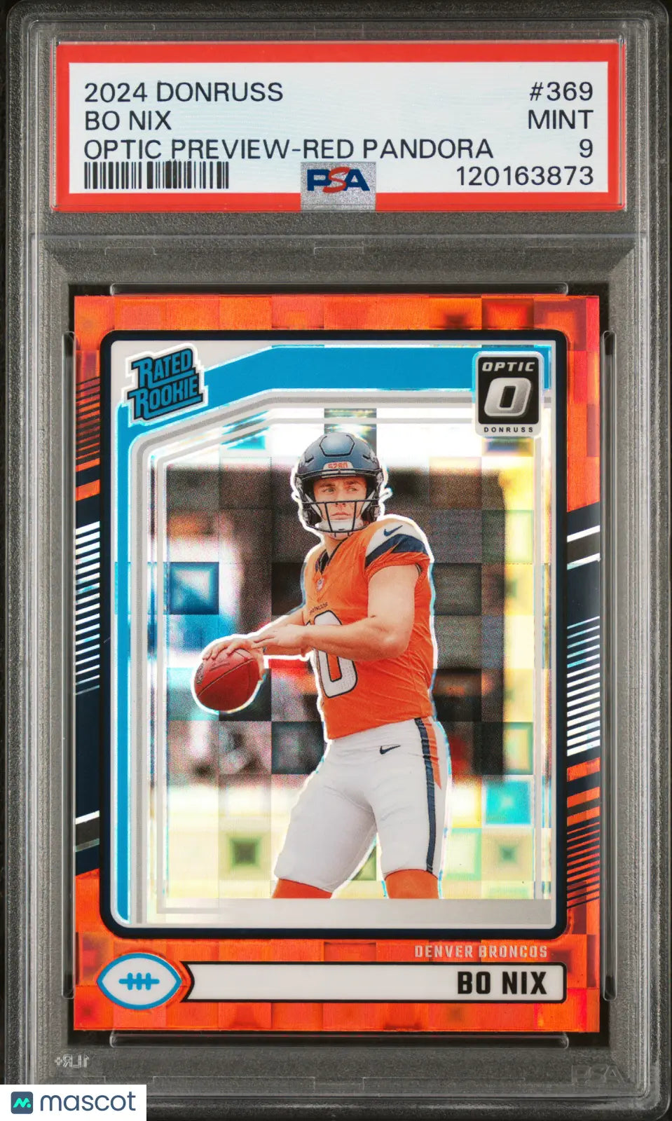 2024 Donruss Football Bo Nix Rated Rookie Optic Preview Red Pandora PSA 9 