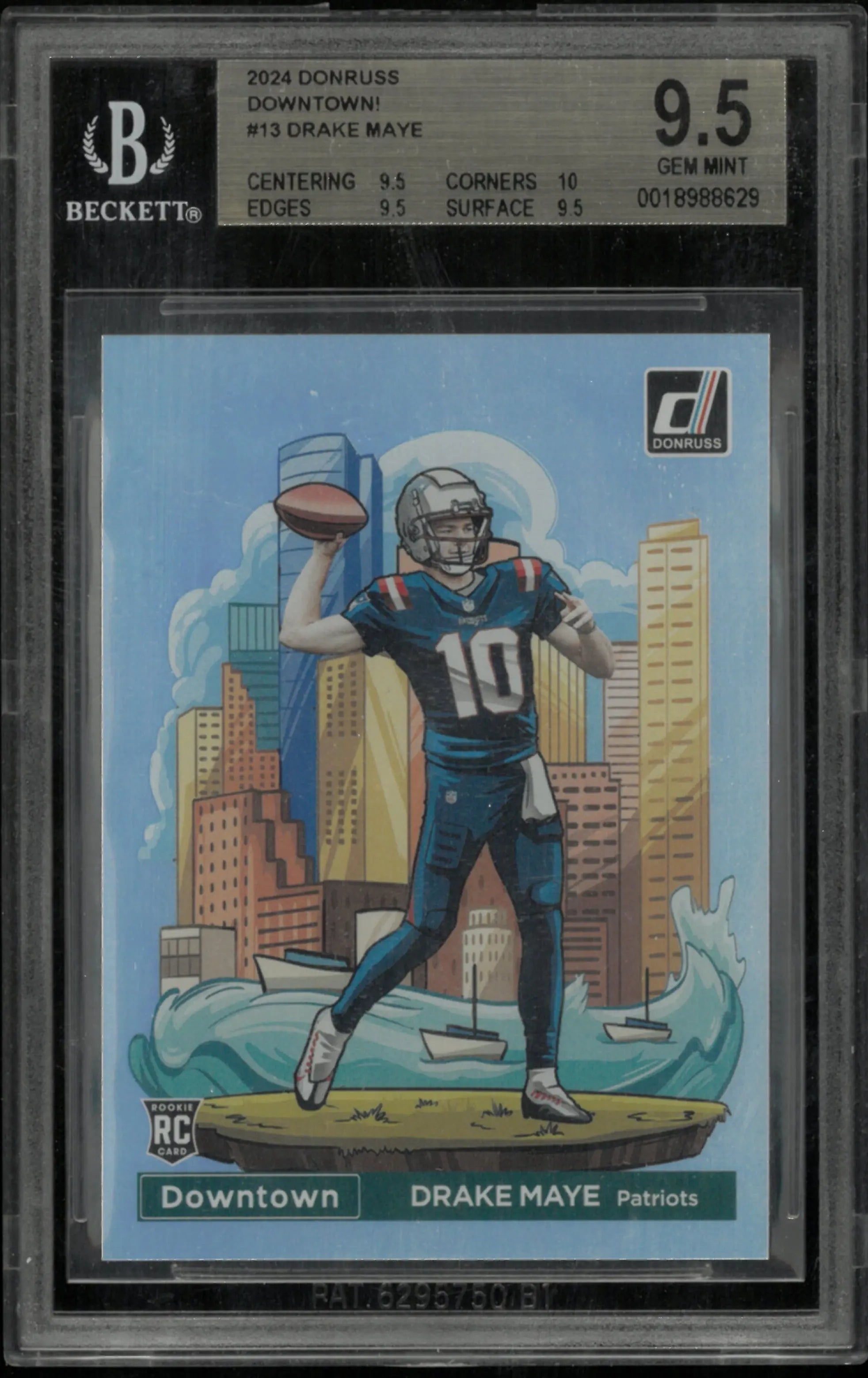 2024 Donruss Football Downtown Drake Maye RC Rookie BGS 9.5 True Gem + 