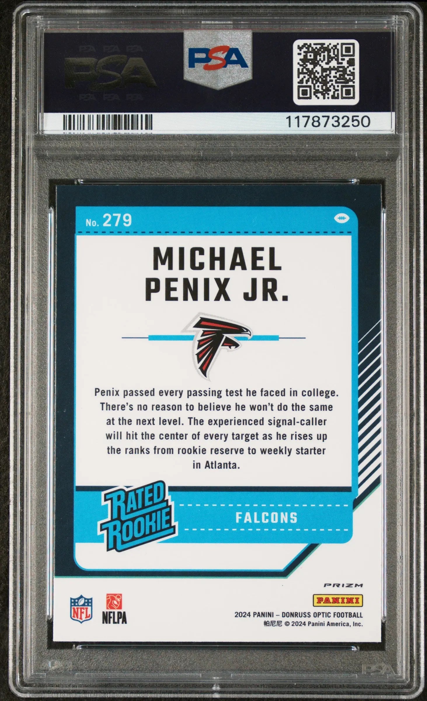 2024 Donruss Optic Football Michael Penix JR. RC Rookie Purple Shock PSA 9 