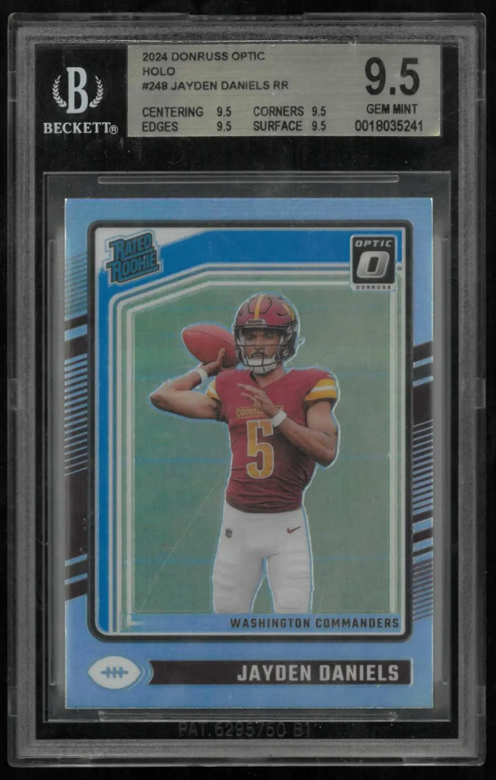 2024 Donruss Optic Rated Rookie Jayden Daniels RC Holo BGS 9.5 