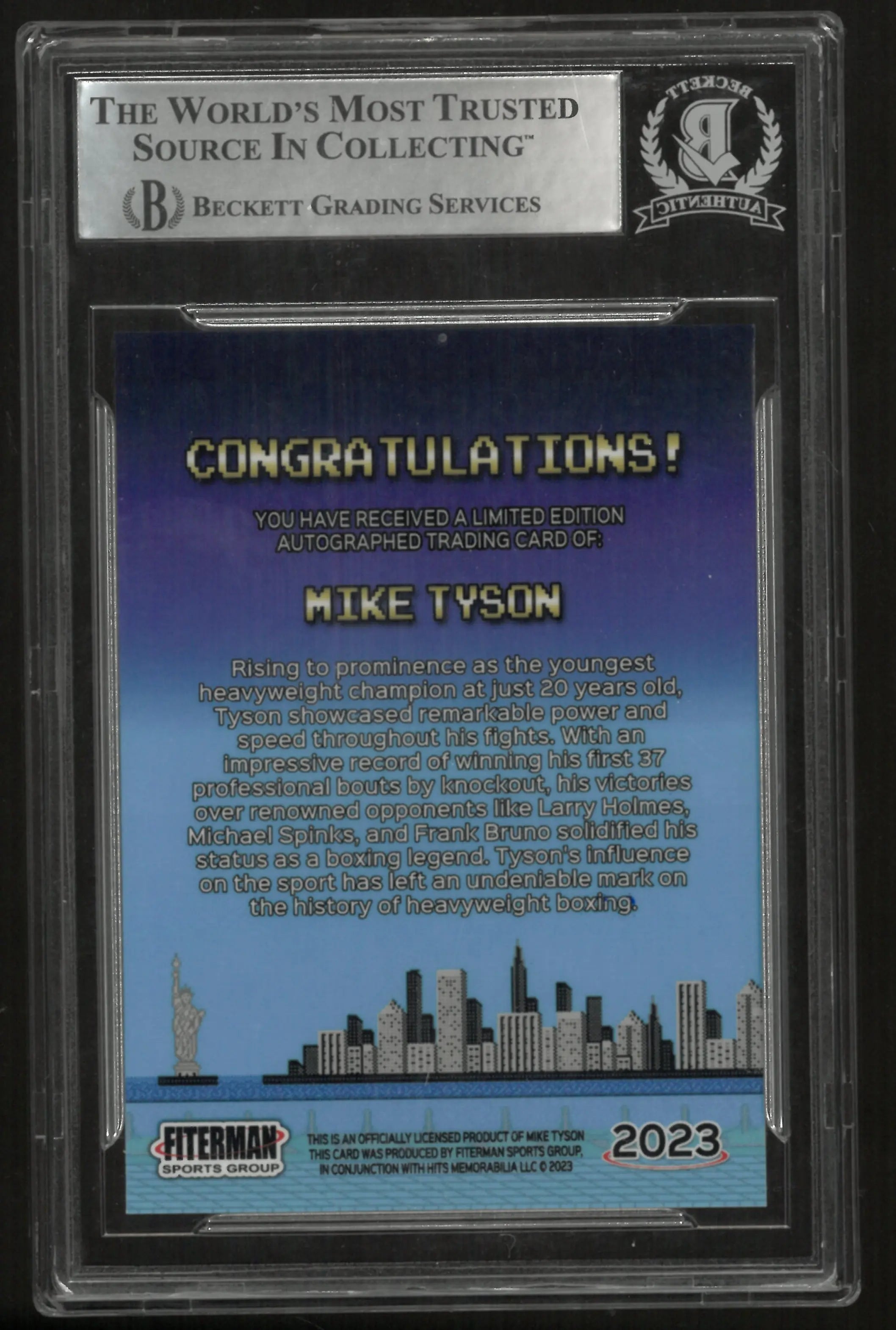 2024 Fiterman Sports Exclusive Trading Card Tyson, Mike #NNO BGS 0 