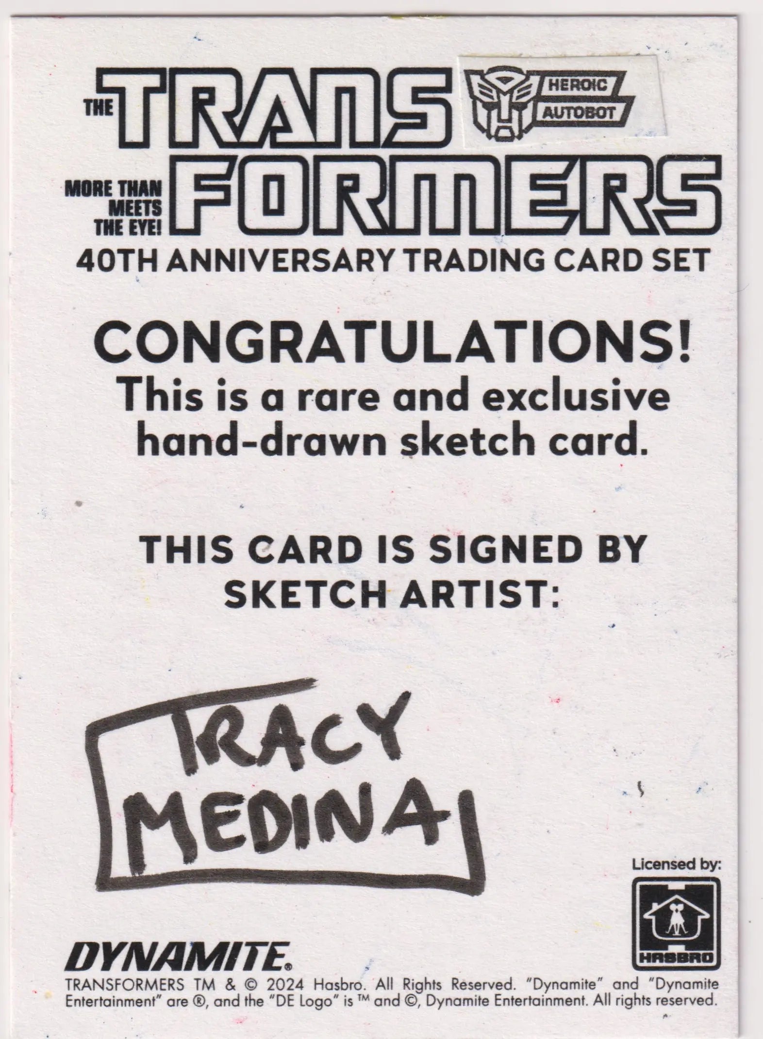 2024 Hasbro Transformers 40th Anniversary Hand Drawn Sketch Card 