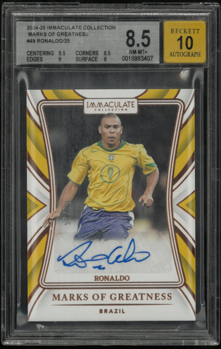 2024 Immaculate Soccer Marks of Greatness Auto Ronaldo /25 BGS 8.5 Auto 10 