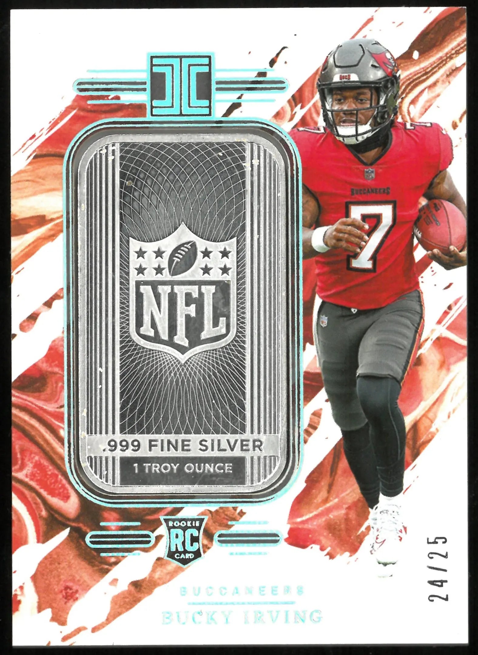 2024 Impeccable Football Bucky Irving RC Rookie 1 Troy Ounce Silver /25 