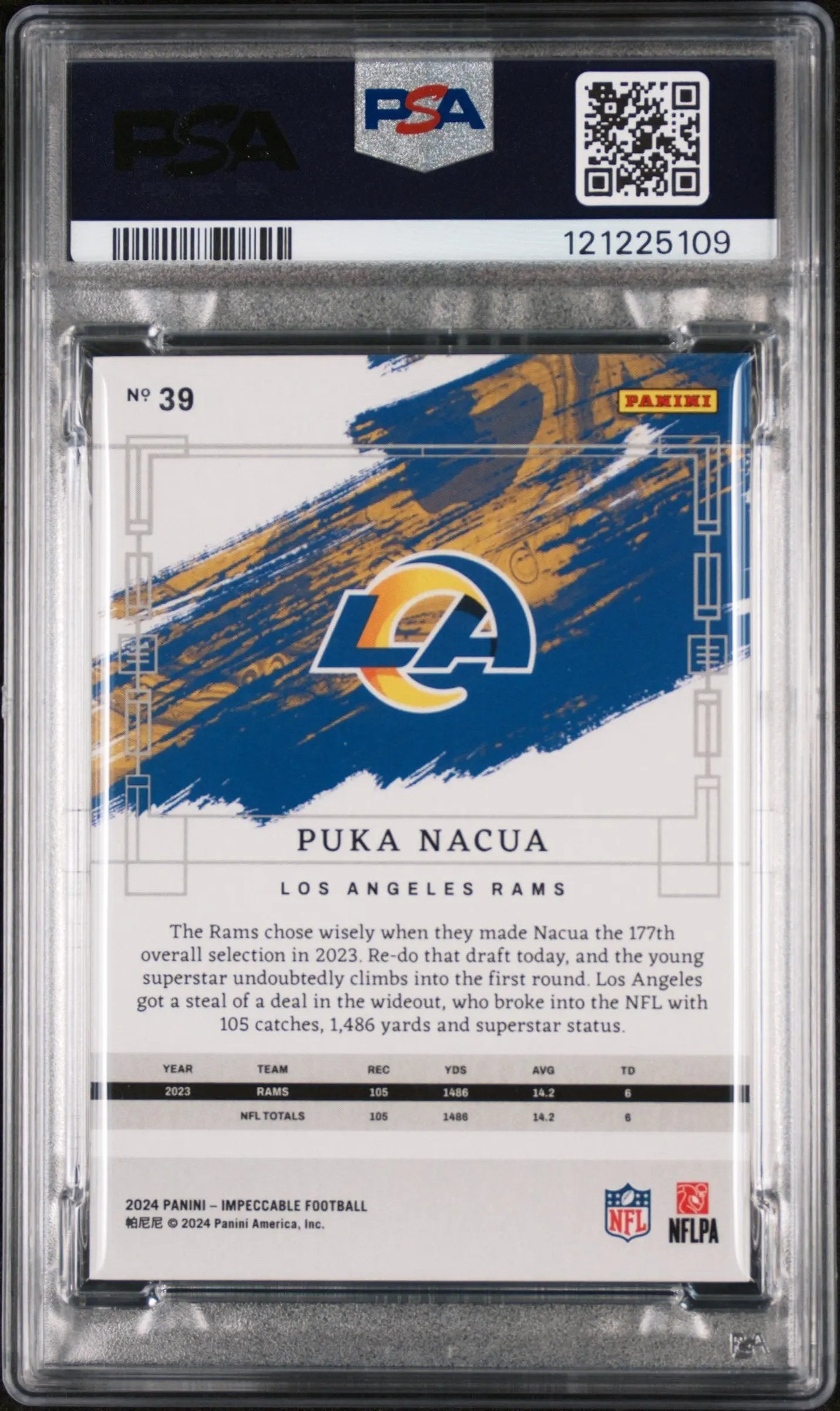 2024 Impeccable Football Puka Nacua Platinum 1/1 PSA 10 Rams 