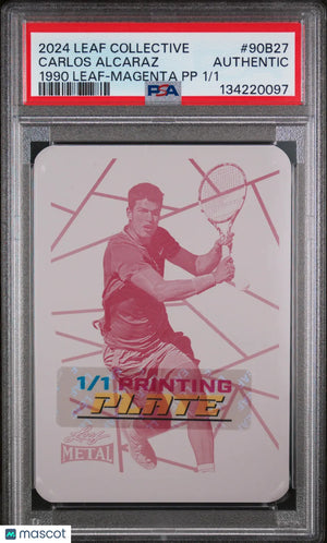 2024 Leaf Collective 1990 Leaf Carlos Alcaraz #90B27 Magenta PP 1/1 PSA A 