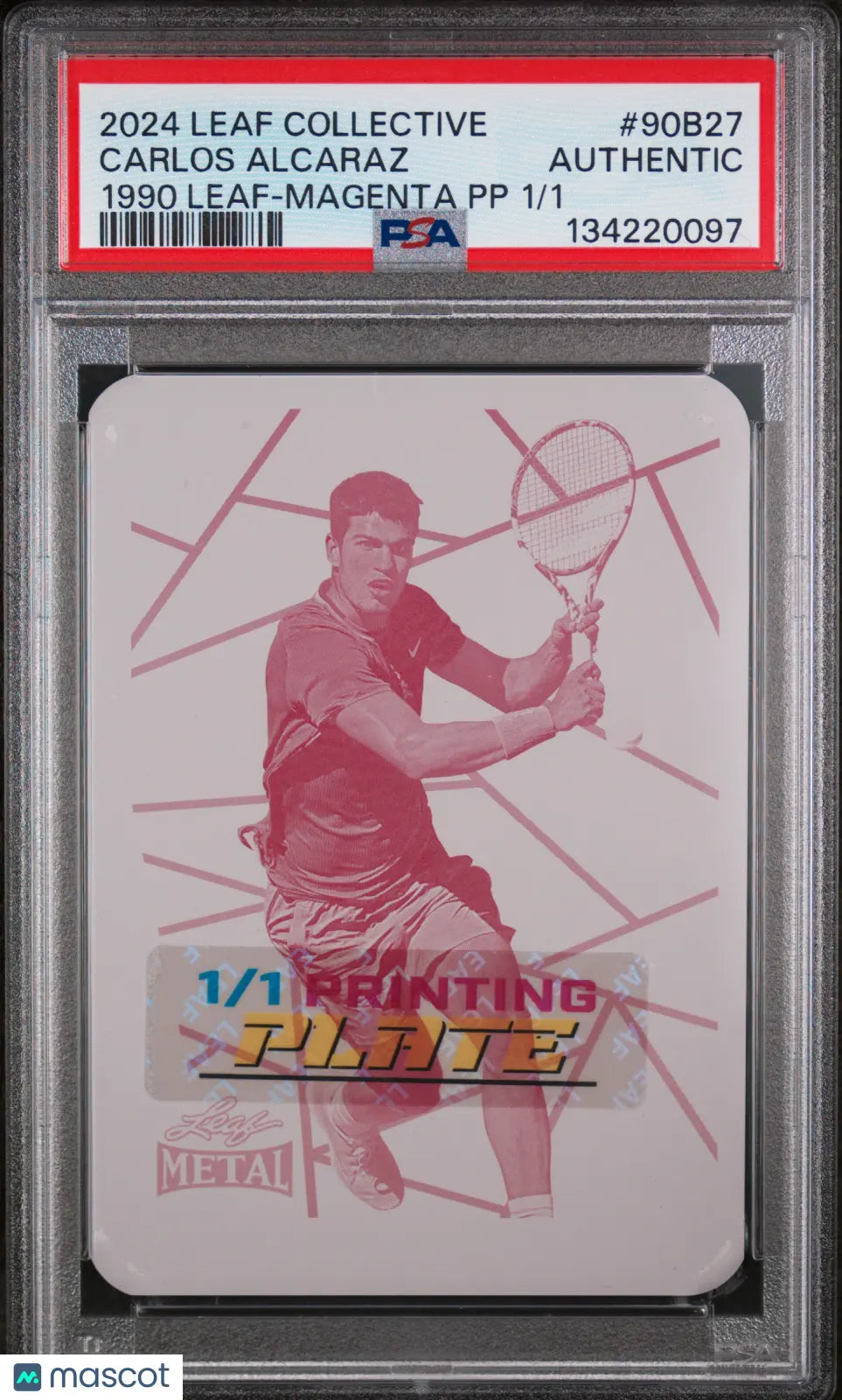 2024 Leaf Collective 1990 Leaf Carlos Alcaraz #90B27 Magenta PP 1/1 PSA A 