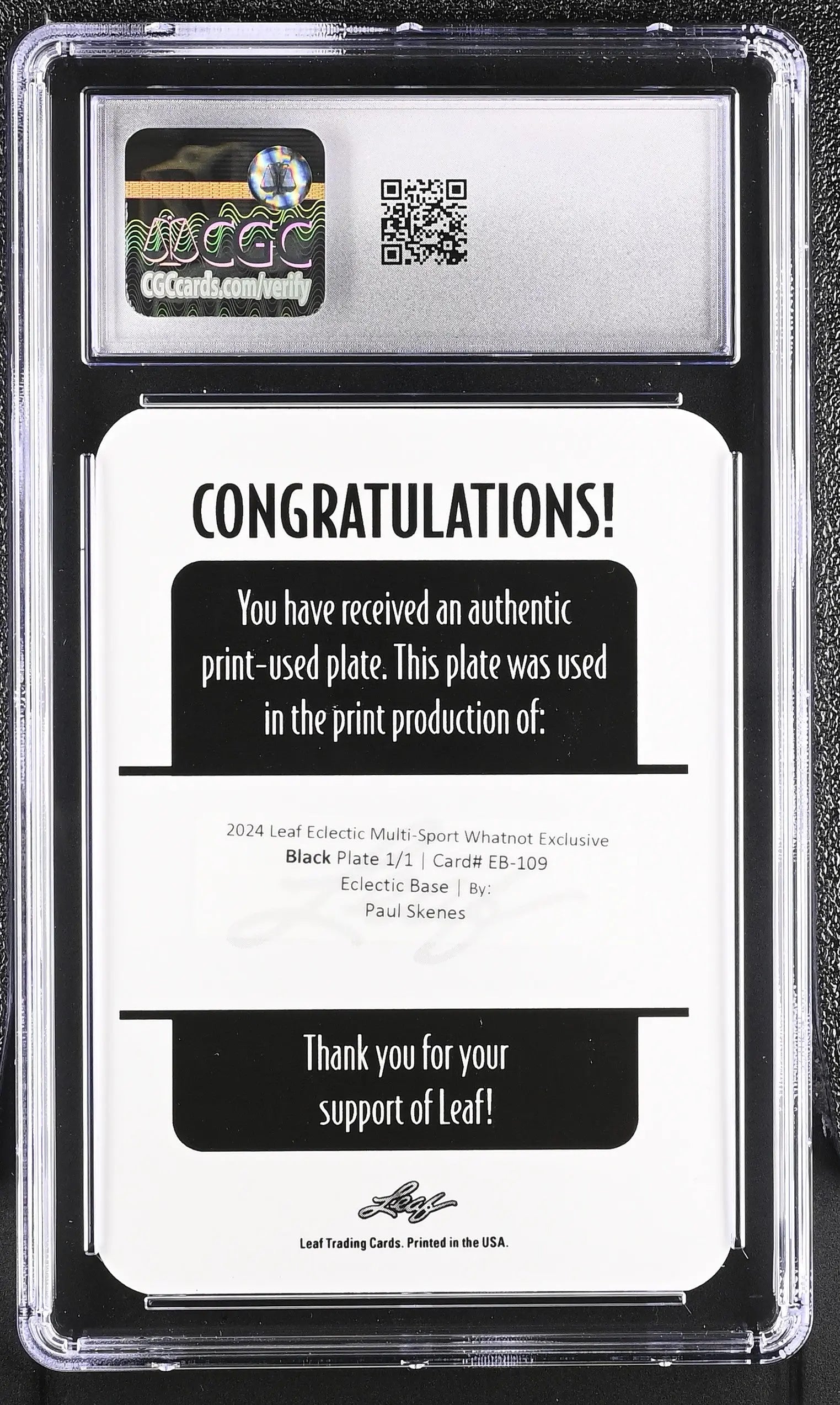 2024 Leaf Eclectic Black Printing Plate Paul Skenes 1/1 CGC 10 