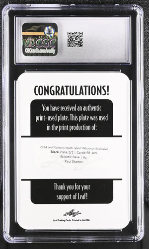 2024 Leaf Eclectic Black Printing Plate Paul Skenes 1/1 CGC 10 