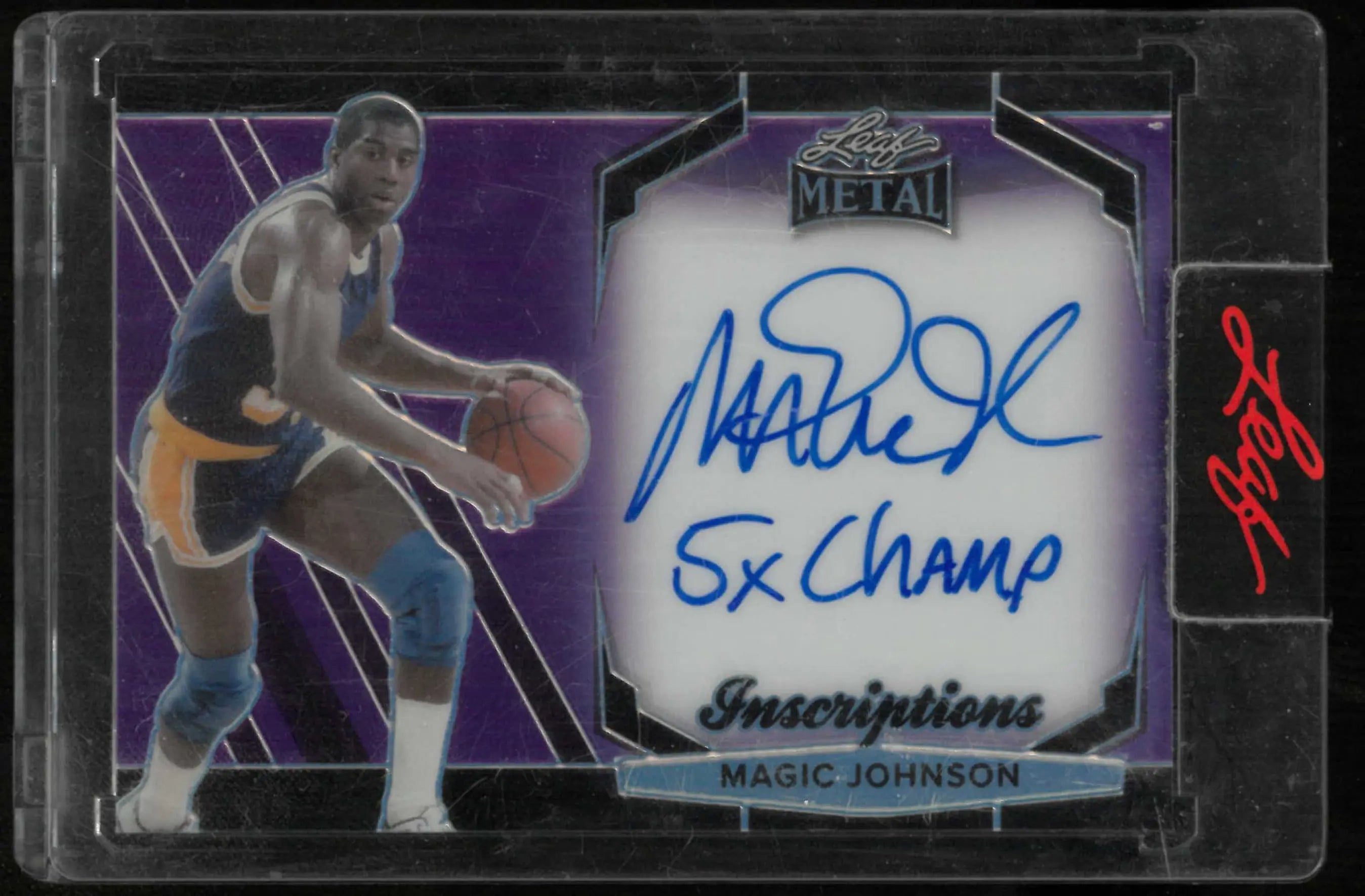 2024 Leaf Metal Heroes Inscriptions Autograph Magic Johnson Auto Purple /150 