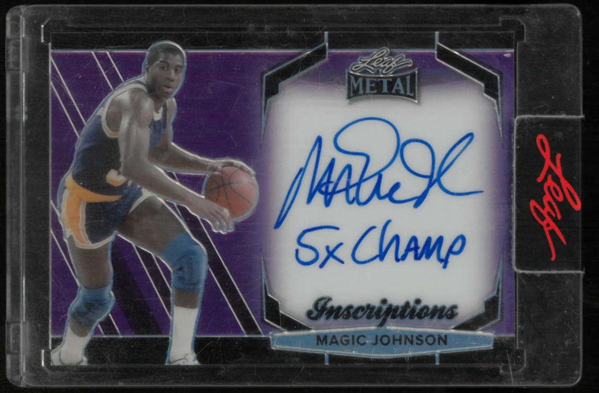 2024 Leaf Metal Heroes Inscriptions Autograph Magic Johnson Auto Purple /150 