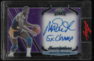 2024 Leaf Metal Heroes Inscriptions Autograph Magic Johnson Auto Purple /150 