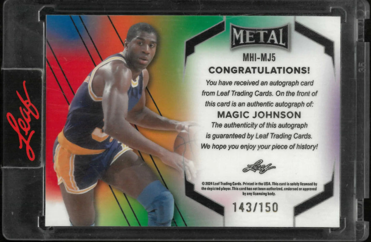 2024 Leaf Metal Heroes Inscriptions Autograph Magic Johnson Auto Purple /150 