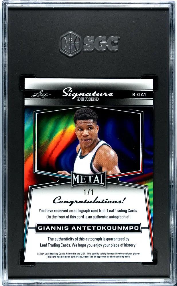 2024 Leaf Metal Signature Series Auto G. Antetokounmpo Silver Crystal SGC 10 1/1 