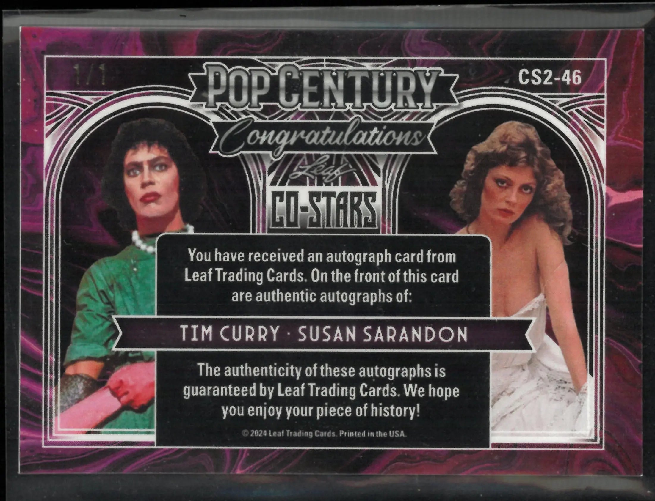 2024 Leaf Trading Pop Century Co-Stars Tim Curry/Susan Sarandon Autograph 1/1 