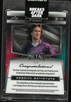 2024 Leaf Trading Signature Series Gabriel Batistuta Auto Pink /1 