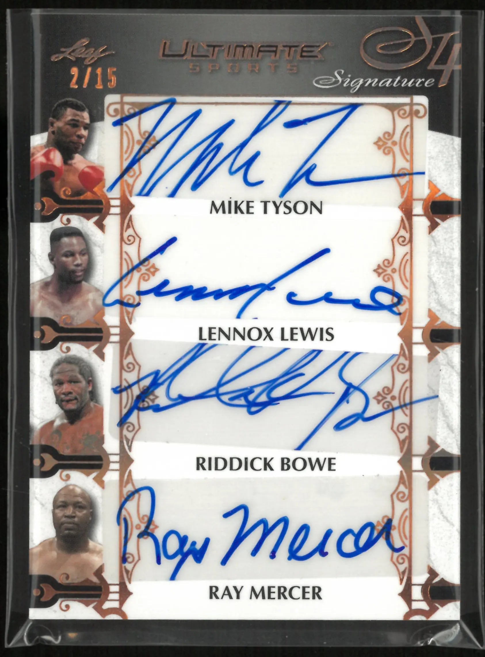 2024 Leaf Trading Ultimate S4 Signatures Mike Tyson/Lennox Lewis/ Riddick Bowe/ Ray Mercer /15 