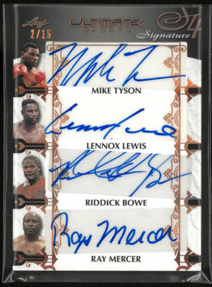 2024 Leaf Trading Ultimate S4 Signatures Mike Tyson/Lennox Lewis/ Riddick Bowe/ Ray Mercer /15 