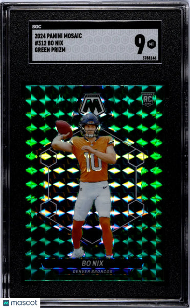 2024 Mosaic Football Bo Nix RC Rookie Green Prizm SGC 9
