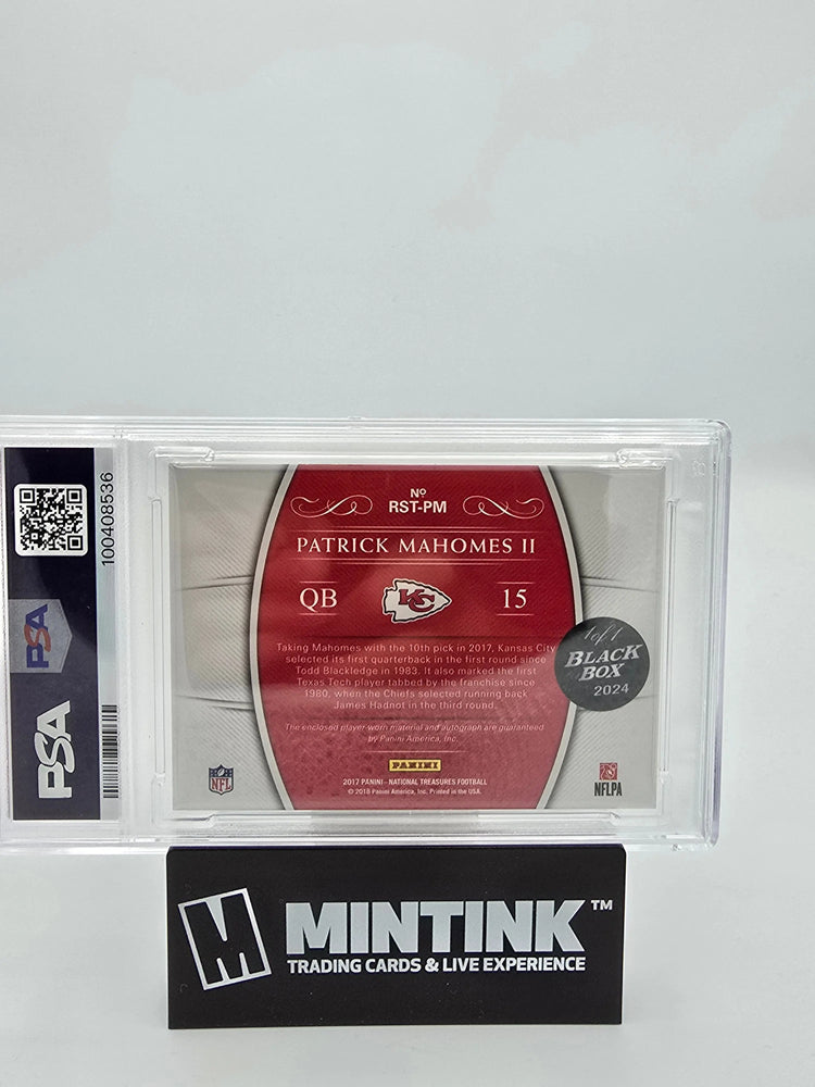 2024 National Treasures Patrick Mahomes II Black Box Rookie NFL Gear Triple Relic Auto PSA Authentic 1/1 