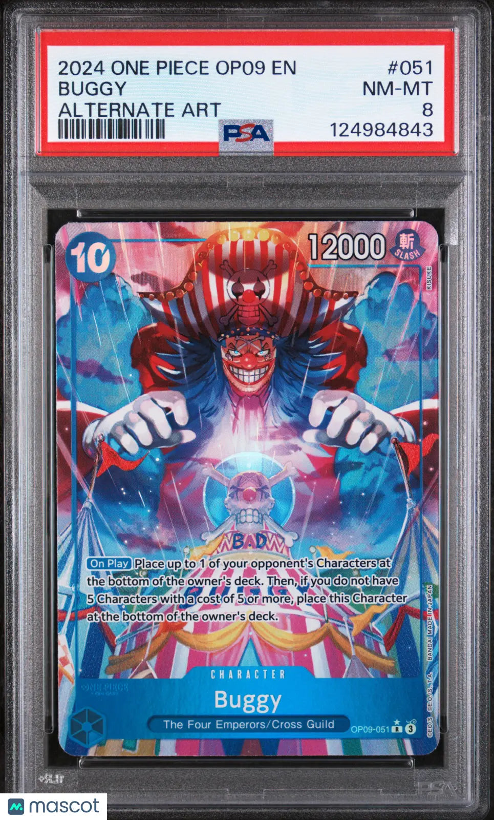 2024 One Piece Op09-Emperors In The New World Buggy #051 Alternate Art PSA 8 