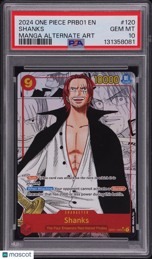 2024 One Piece Prb01-Premium Booster  Shanks #120 Manga Alternate Art PSA 10 