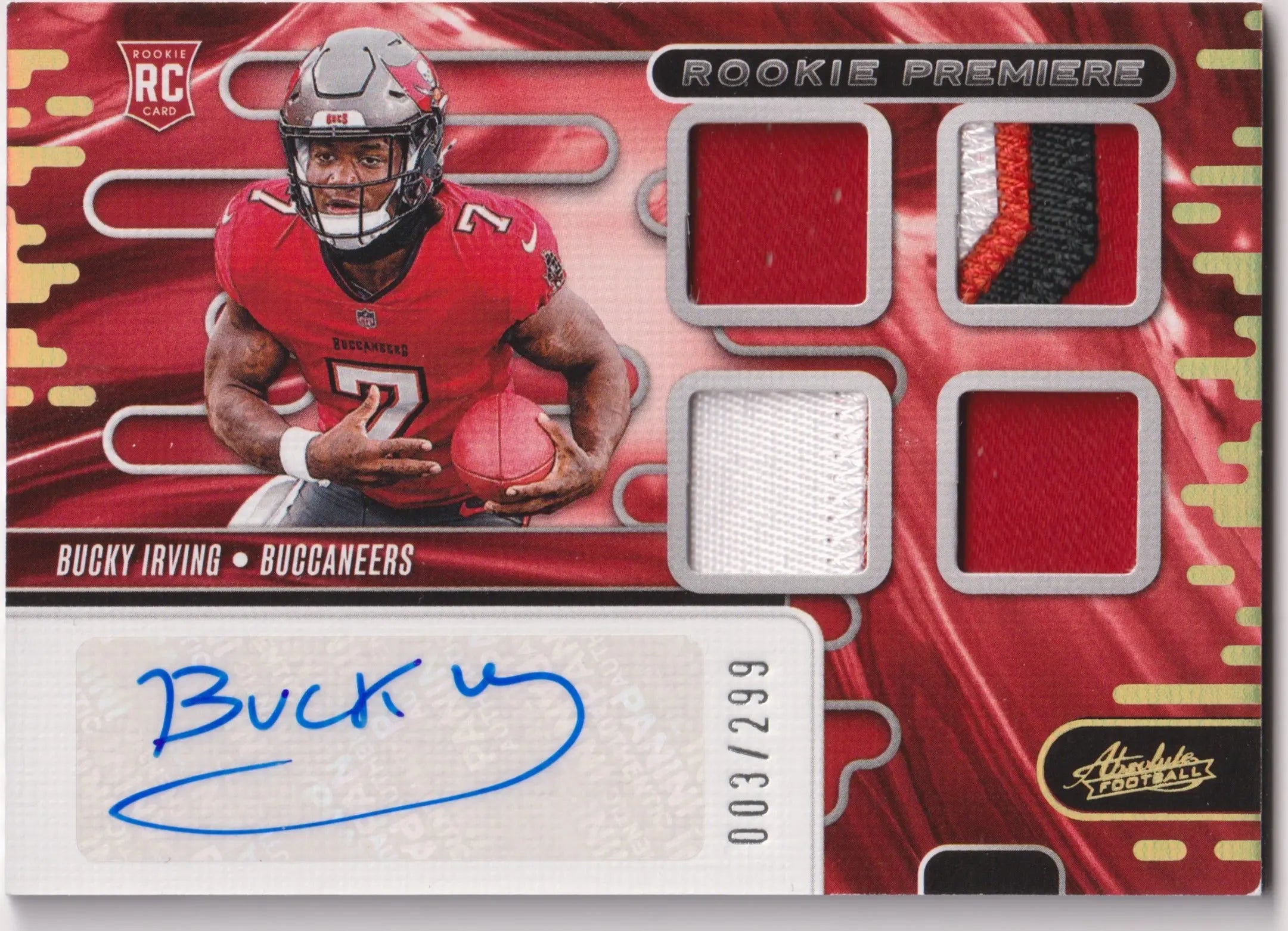 2024 Panini Absolute Rookie Autograph Patch Bucky Irving Auto /299 RC 