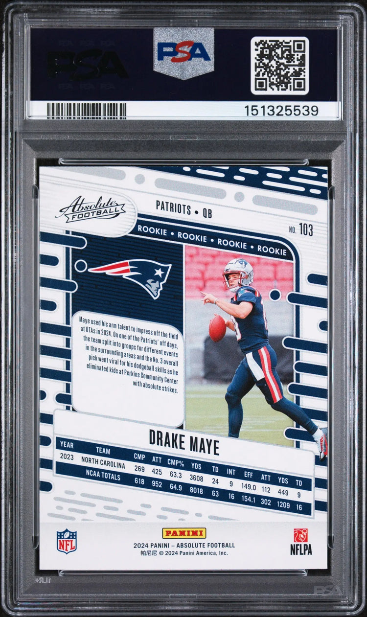 2024 Panini Absolute Rookie Drake Maye #103 PSA 10 