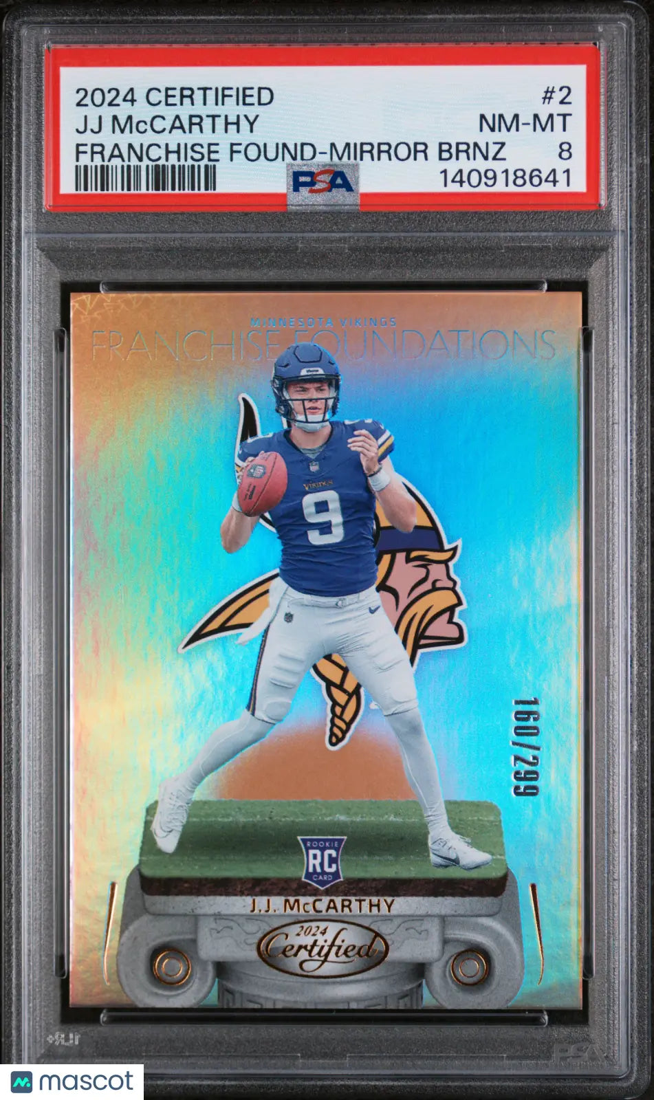 2024 Panini Certified Franchise Foundations JJ Mccarthy  Mirror  160/299 PSA 8 