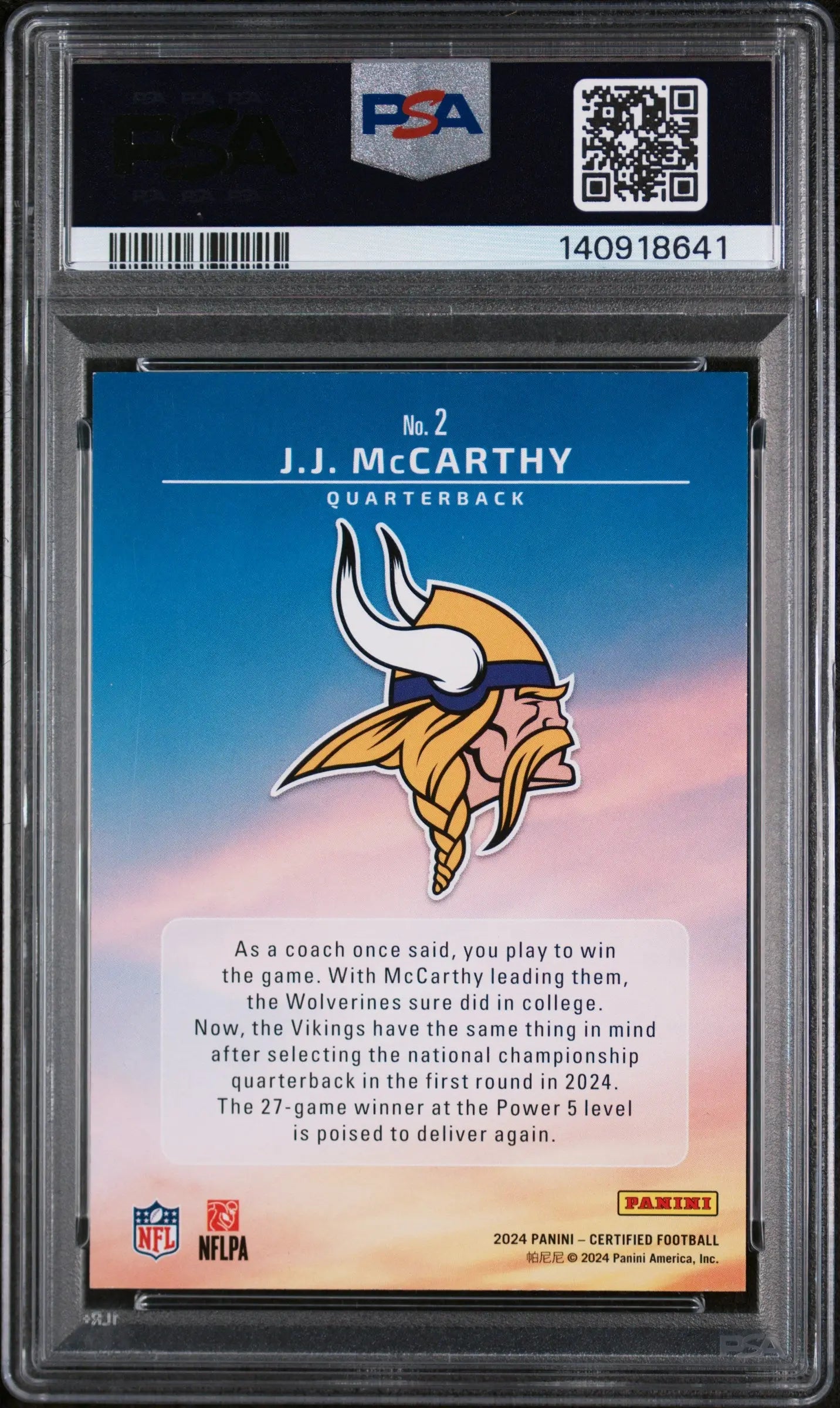 2024 Panini Certified Franchise Foundations JJ Mccarthy  Mirror  160/299 PSA 8 