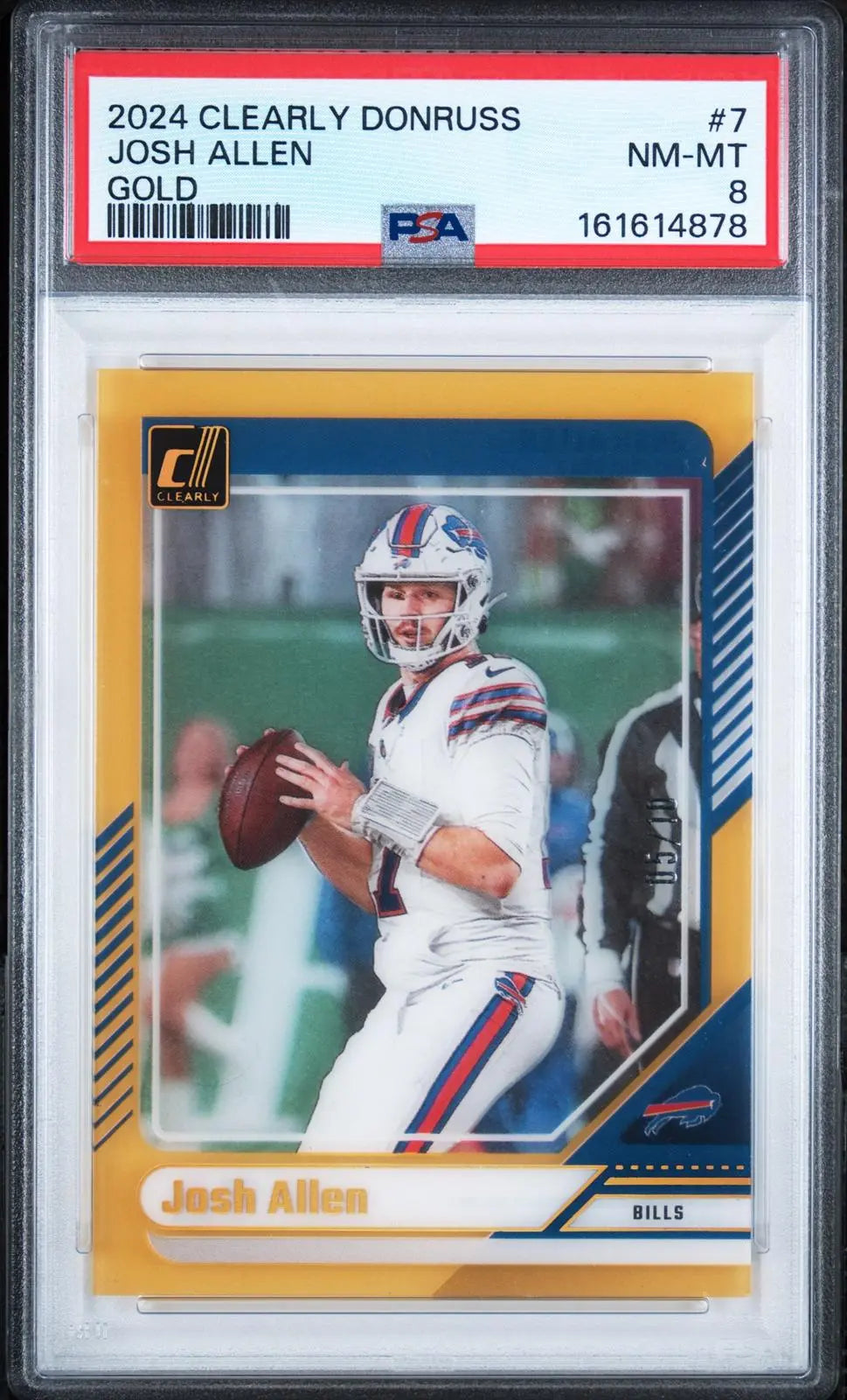 2024 Panini Clearly Donruss Football Josh Allen Clear Cut Gold /10 PSA 8 