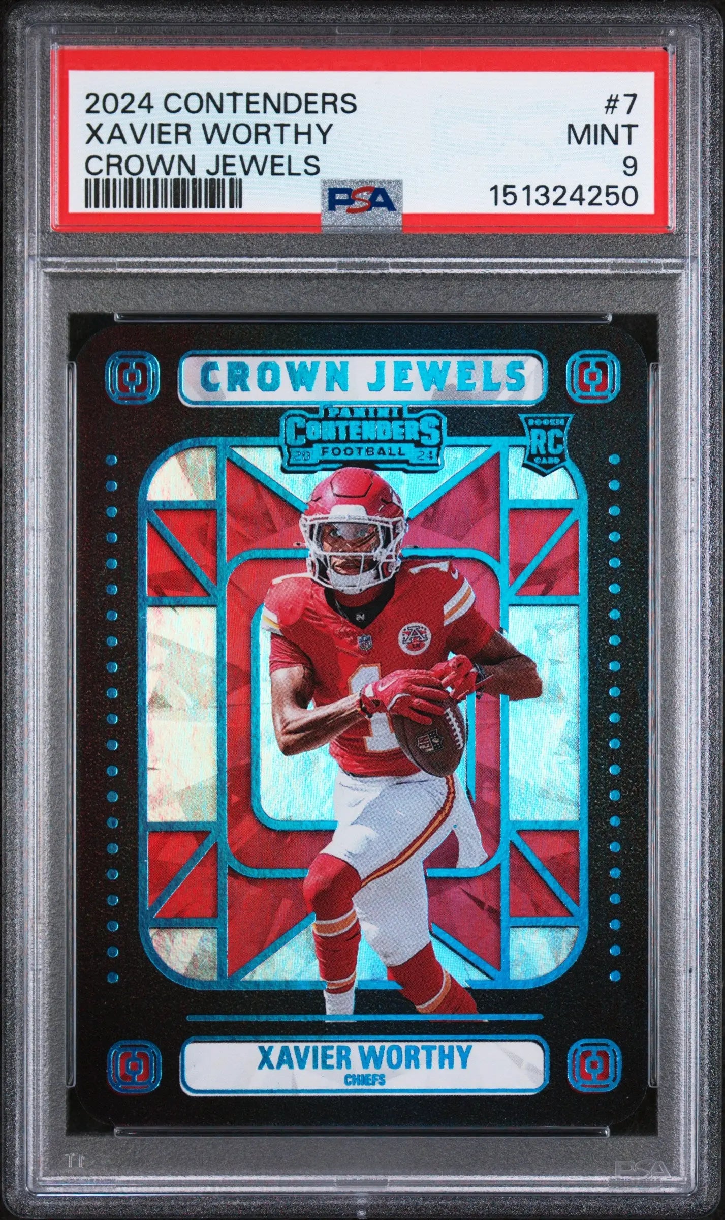 2024 Panini Contenders Crown Rookie Jewels Xavier Worthy RC PSA 9 
