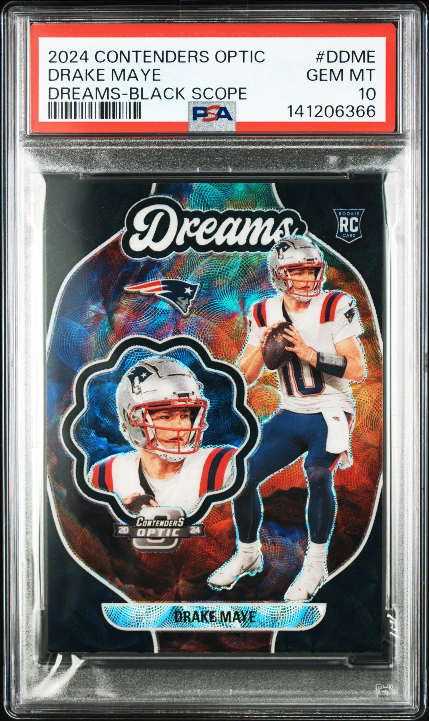 2024 Panini Contenders  Dreams Rookie Drake Maye Black Scope /25 RC Pop 1 PSA 10 