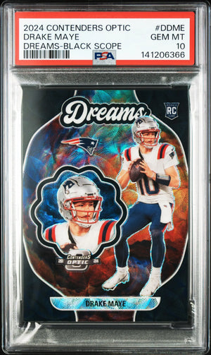 2024 Panini Contenders  Dreams Rookie Drake Maye Black Scope /25 RC Pop 1 PSA 10 